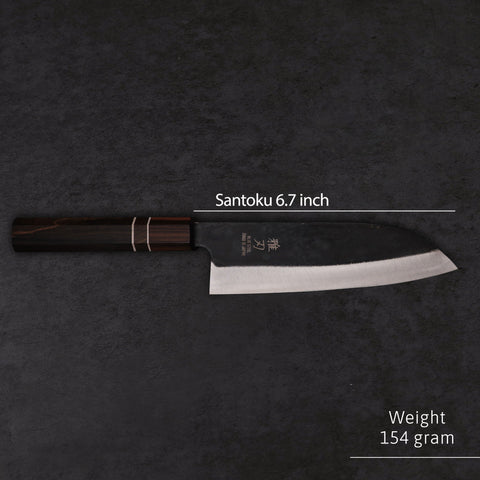 Santoku Blue Steel Ebony Wood Handle 170mm