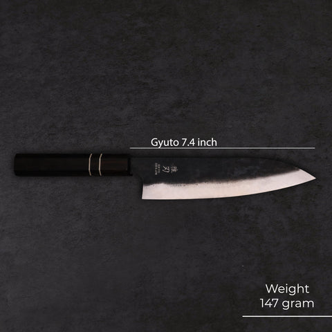 Gyuto Blue Steel Ebony Wood Handle 190mm