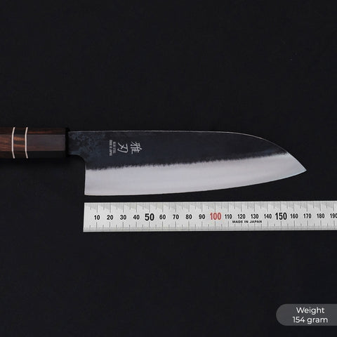 Santoku Blue Steel Ebony Wood Handle 170mm Custom