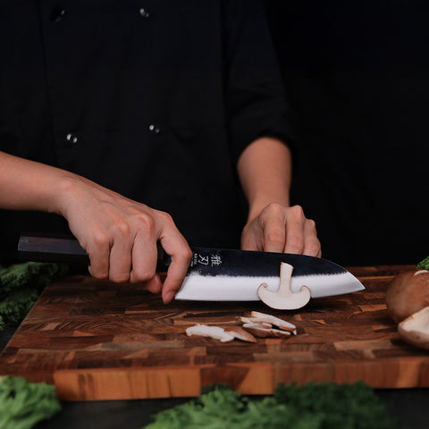 Santoku Blue Steel Ebony Wood Handle 170mm