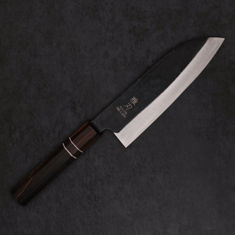 Santoku Blue Steel Ebony Wood Handle 170mm