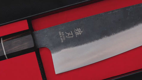 Santoku Blue Steel Ebony Wood Handle 170mm Custom
