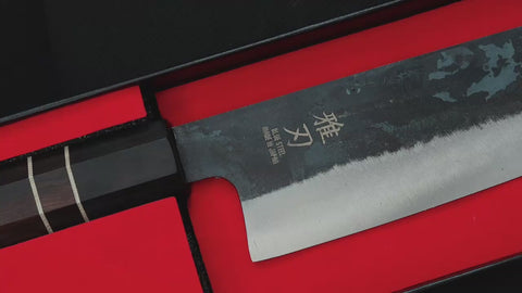 Bunka Blue Steel Ebony Wood Handle Custom