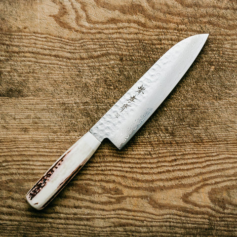 Sakai Takayuki Stag Sugihara Damascus Santoku 180mm (7.1")